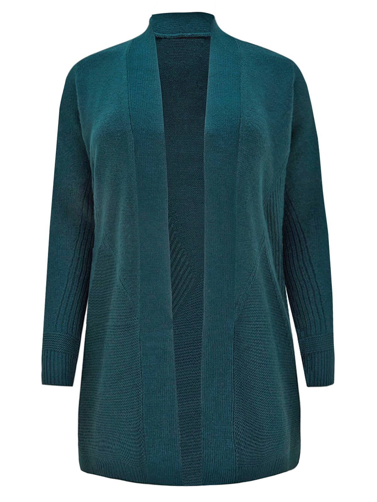 3VANS GREEN Open Front Ribbed Cardigan - Plus Size 14 to 30/32