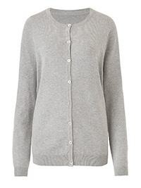 Capsule LIGHT-GREY-MARL Crew Neck Cardigan - Plus Size 8/10 to 32/34 Capsule LIGHT-GREY-MARL Crew Neck Cardigan - Plus Size 8/10 to 32/34