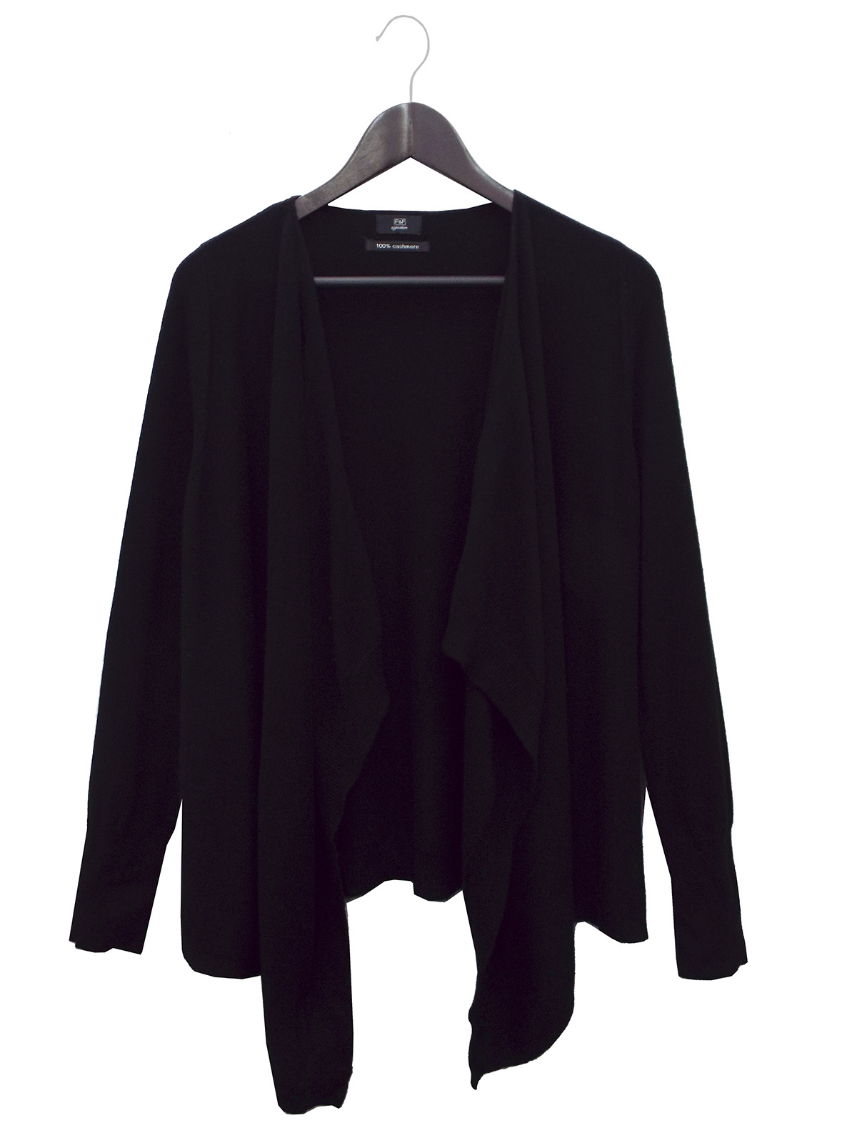 F&F - - F&F BLACK Pure Cashmere Open Front Waterfall Cardigan - Size 8 ...