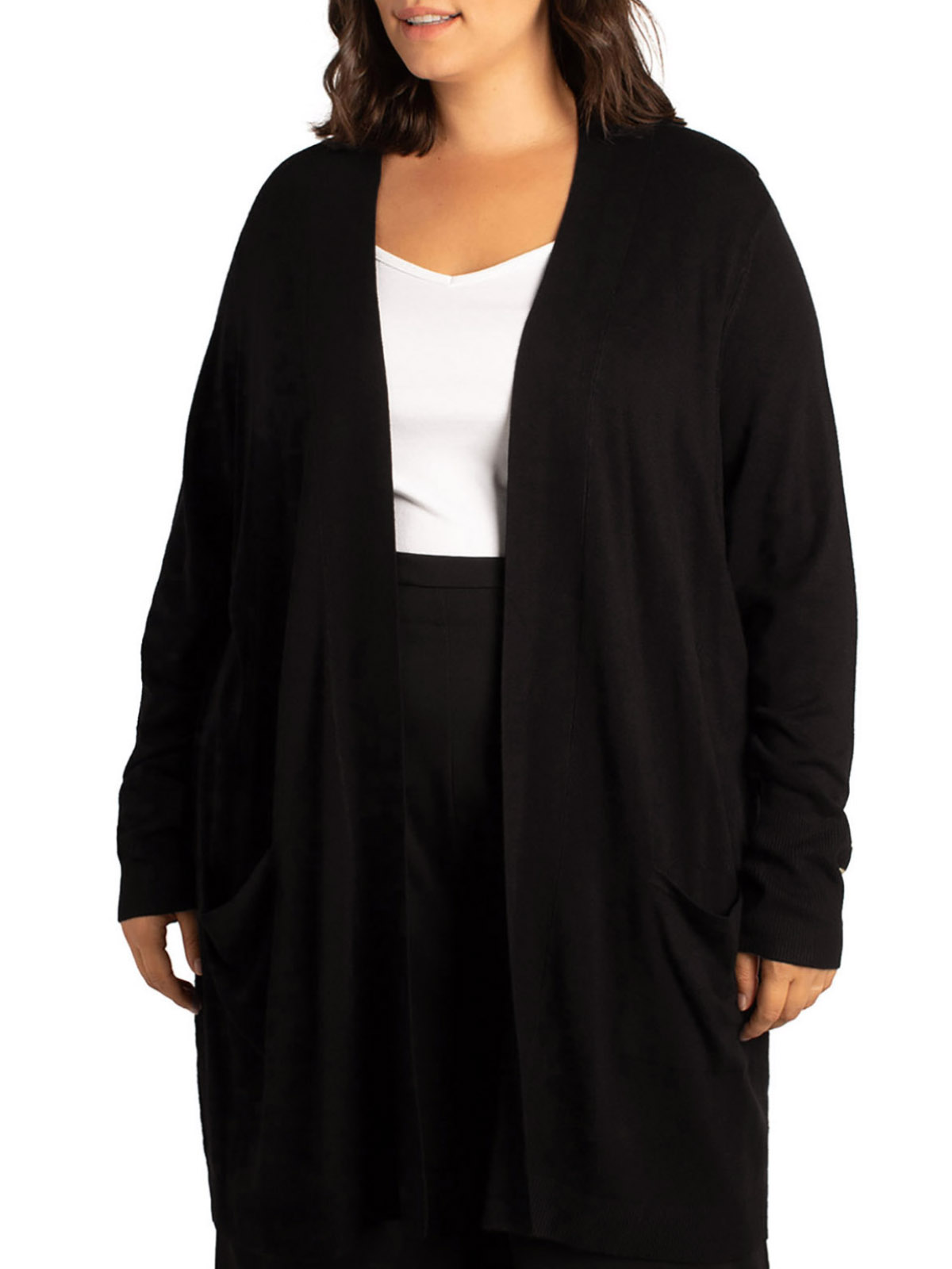 Black longline cardigan plus size best sale