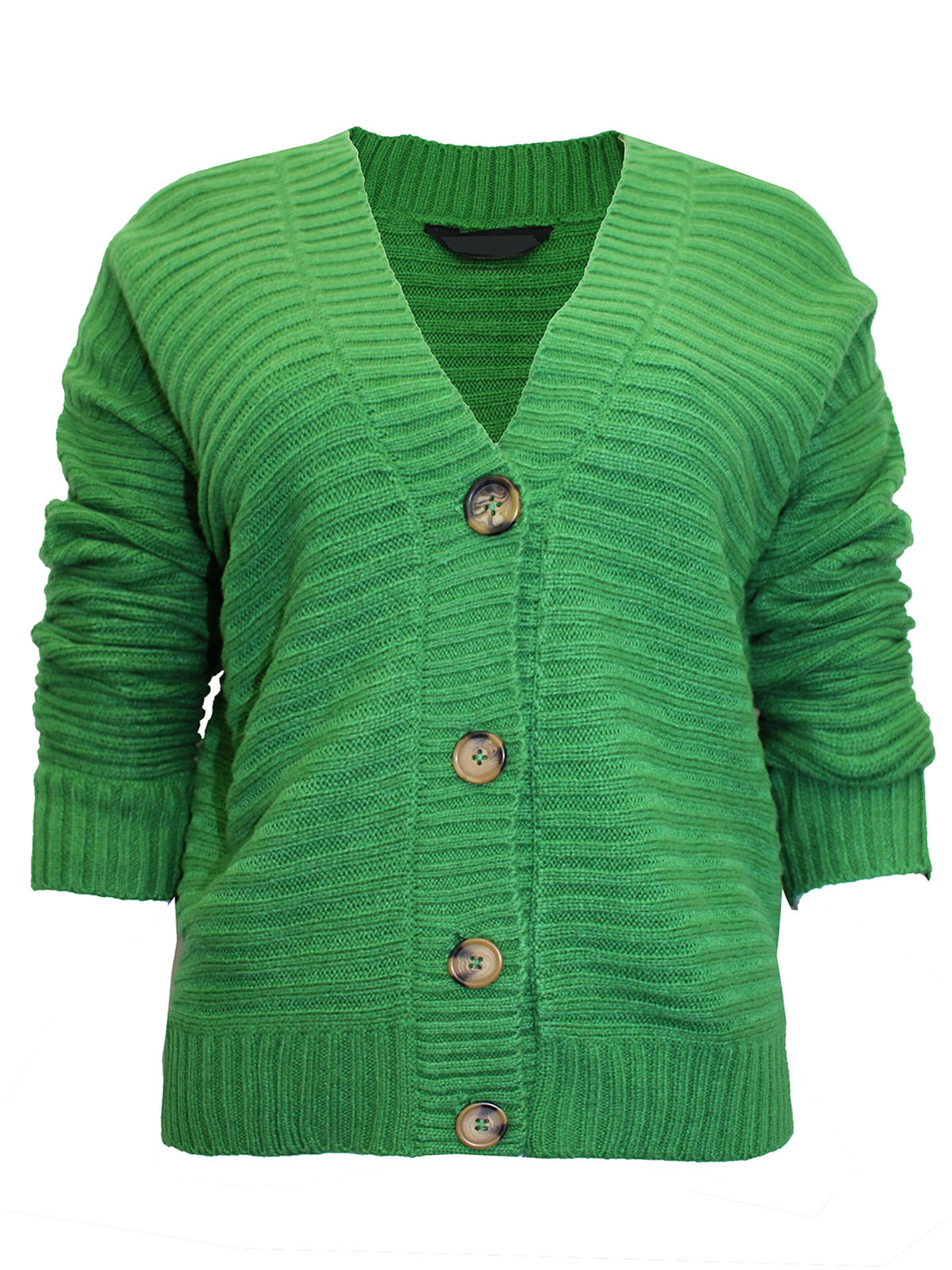 CURVE - - GREEN Button Through Knitted Cardigan - Plus Size 14 to 22/24