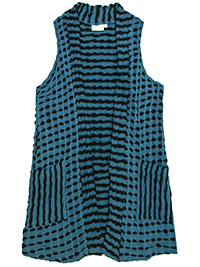 TEAL Sleeveless Waffle Textured Open Front Cardigan - Plus Size 12/14 to 18/20 (S/M to L1/L2)