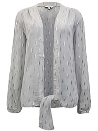 GREY Metallic Print Tie Front Cardigan - Plus Size 12 to 20