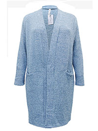 BLUE Open Front Knitted Cardigan with Pockets - Plus Size 18/20 to 26/28 (US 1X to 3X)