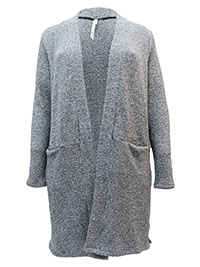 GREY-MARL Open Front Knitted Cardigan with Pockets - Plus Size 18/20 to 26/28 (US 1X to 3X)