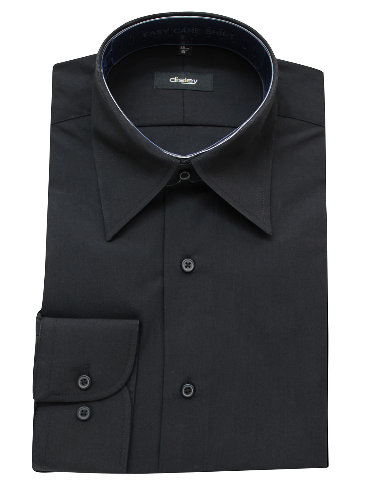 Disley - - Disley BLACK Long Sleeve Semi-Tailored TORR Shirt - Collar ...