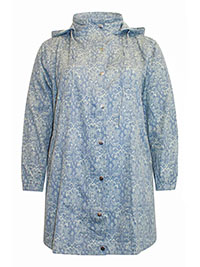 AQUA Paisley Print Drawcord Hooded Longline MAC Jacket - Plus Size 14 to 22