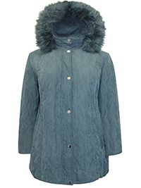 PETROL Faux Fur Hood Padded Jacket - Size 10 and 28