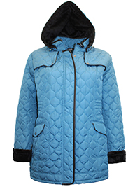 PETROL Hooded Diamond Quilted Coat - Plus Size 22