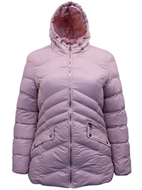 PINK Hooded Zip Front Padded Jacket - Size 12 to 18