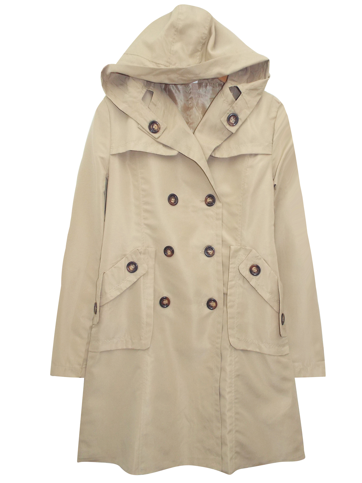 3SUISSES - - 3SUISSES SAND Hooded Trench Coat - Size 12/14 to 16/18 (EU ...