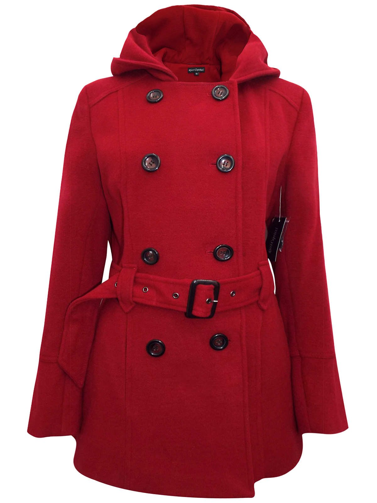 Ricci Capricci - - Ricci Capricci RED Double Breasted Hooded Coat with ...