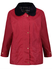 Ulla Popk3n RED Corduroy Lined Collar Waxed Cotton Coat Jacket - Plus Size 24/26to 36/38 (EU 50/52 to 62/64)