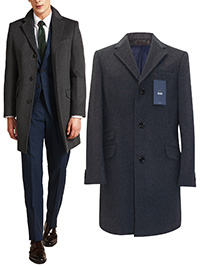 Men M0SS Bros 1851 CHARCOAL Tailored Fit Daper Epsom Overcoat - Size 36 to 46 Short-Reg-Long