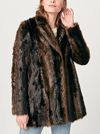 Ellos BROWN Mirica Faux Fur Coat - Plus Size 22 to 26 (EU 48 to 52)