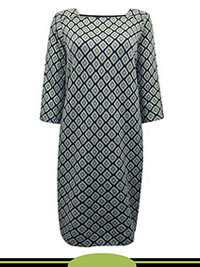 GREEN Square Neck 3/4 Sleeve Jacquard Midi Dress - Plus Size 14