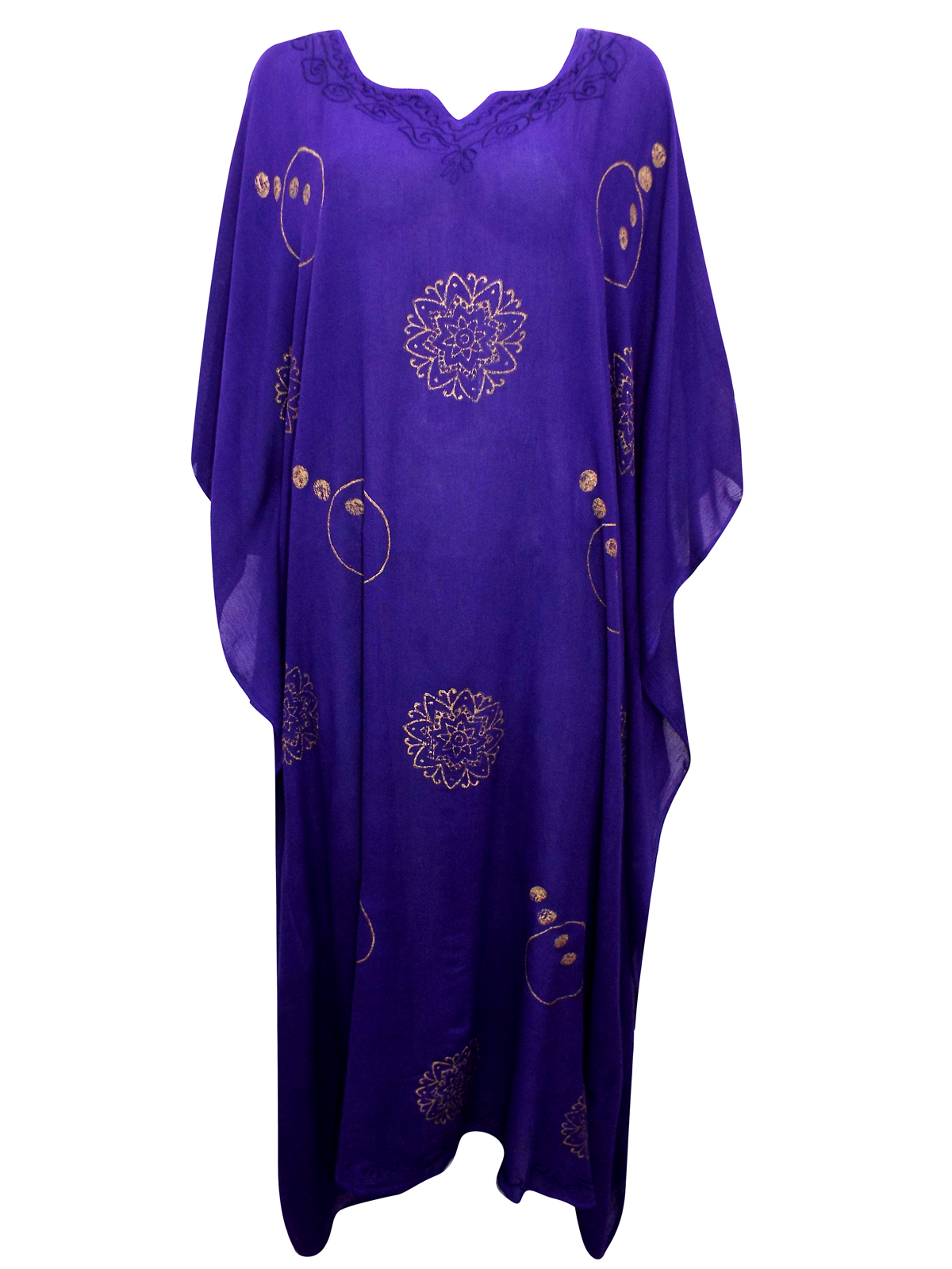 eaonplus Purple Full Length Batik Kaftan Dress - FreeSize
