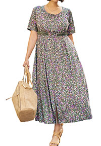 GREEN Ditsy Floral Button Through Maxi Dress - Plus Size 30 to 36 (US 28W to 34W)