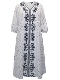 WHITE Medallion Embroidered Long Dress - Plus Size 16/18 to 36/38 (M to 4X)