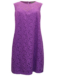 PURPLE Sleeveless Lace Shift Dress - Plus Size 26 to 30 (US 24W to 28W)