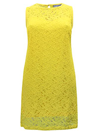 YELLOW Sleeveless Lace Shift Dress - Plus Size 16 to 28 (US 14W to 26W)