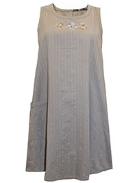 GudrunS. KHAKI Cotton Embroidered Pinafore Dress - Size 6/8 to 20 (XS to XL)