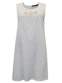 GudrunS. IVORY Organic Cotton Embroidered Pinafore Dress - Plus Size 16/18 to 20 (L to XL)