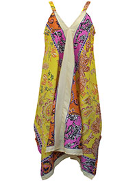 MULTI Sleeveless Scarf Print Hanky Hem Dress - Plus Size 12 to 24/26 (S to 3X)