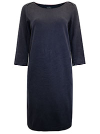 MoP NAVY Ribbed Pocket Detail Shift Dress - Size 6 to 16 (XXS to XL)