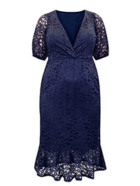 NAVY Lace Wrap Dress - Plus Size 14 to 30/32