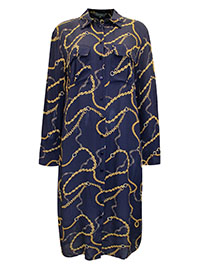 S/DAR NAVY Chain Print Midi Shirt Dress - Size 6 to 12