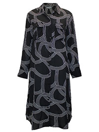 BLACK Geometric Print Shirt Dress - Size 8 to 18