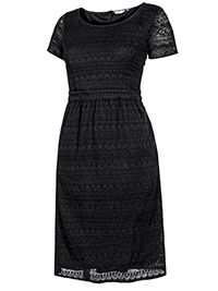 FF BLACK Lace Overlay Short Sleeve Dress - Size 8 to 18