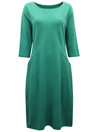 GREEN Boat Neck Textured Jersey Shift Dress - Size 8/10 to 20/22 (S to XL)