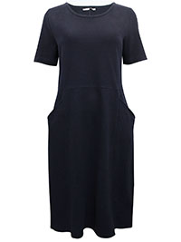 NAVY Textured Short Sleeve Pocket Shift Dress - Plus Size 12/14 to 24/26 (M to XXL)