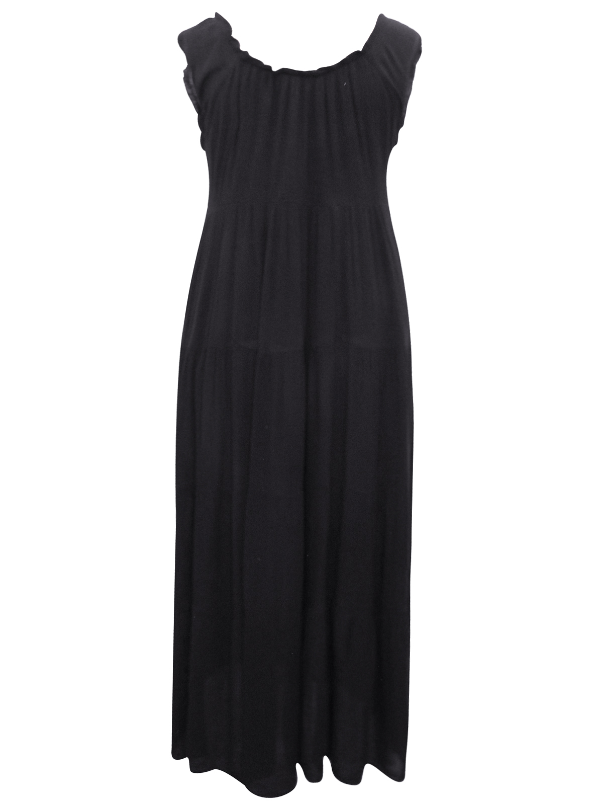 eaonplus BLACK On-Off Shoulder Gypsy Tiered Maxi Dress - Plus Size 14/ ...