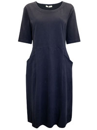 NAVY Half Sleeve Textured Fit & Flare Pocket Dress - Size 6 to 24/26 (XS to XXL)