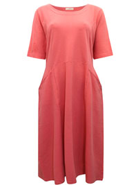 CORAL Half Sleeve Textured Fit & Flare Pocket Dress - Size 6 to 24/26 (XS to XXL)