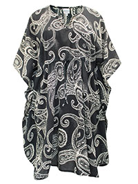 BLACK Pure Cotton Tie Waist Kaftan Dress - Size 10/16 to 26/32 (36/42 to 52/58)