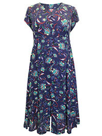 JB NAVY Floral Print Woven Tea Dress - Plus Size 16