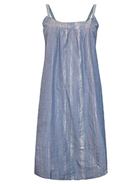 BLUE Cotton Metallic Striped Chemise - Size 8 to 12