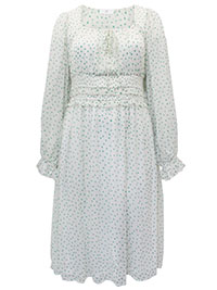 IVORY Polka Dot Shirred Waist Midi Dress - Plus Size 18