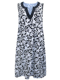 BLACK/WHITE Sleeveless Jersey Cover Up Dress - Size 10/12 to 20 (S to XL)