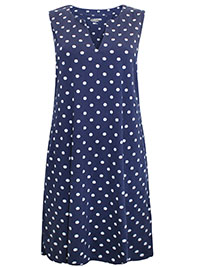 NAVY Pure Cotton Sleeveless Spot Print Dress - Size 10/12 to 16/18 (S to L)