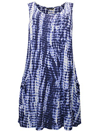 BLUE Tie Dye Stretch Swing Dress - Plus Size 18 to 26/28