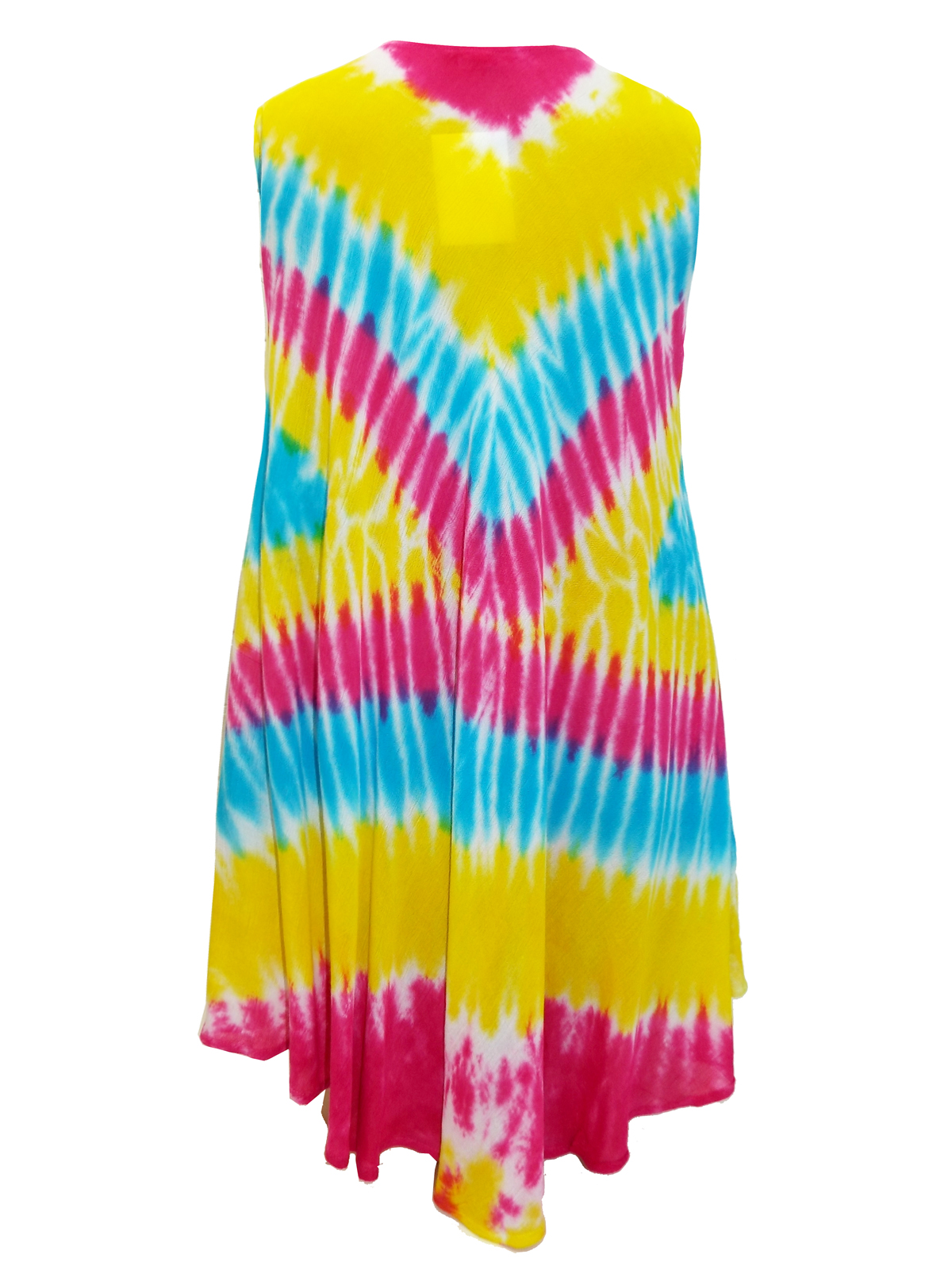 eaonplus Yellow/Pink Embroidered Batik Tie-Dye Summer Tunic - Plus Size ...