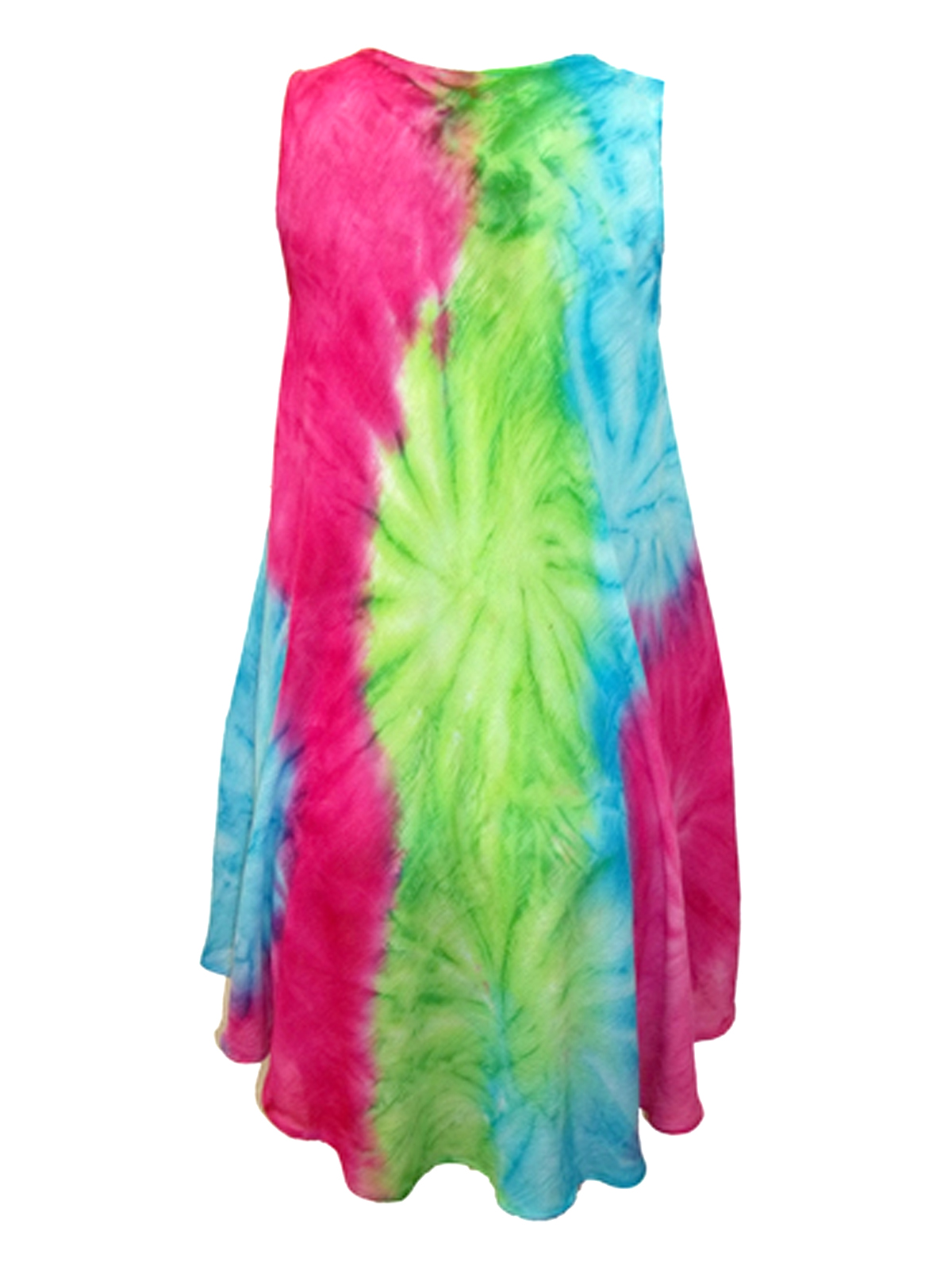 eaonplus Pink/Green/Blue Embroidered Paisley Tie Dye Sundress ...