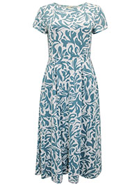 SS WHITE Sea Frond Wild Bouquet Jersey Midi Dress - Size 8 to 12