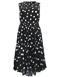 BLACK Spot Print High Low Midi Dress - Plus Size 22/24 to 38/40