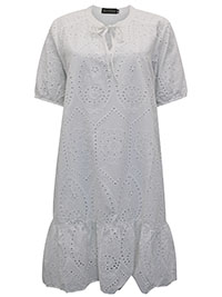 WHITE Pure Cotton Broderie Anglaise Dress - Plus Size 12 to 20 (EU 38 to 46)
